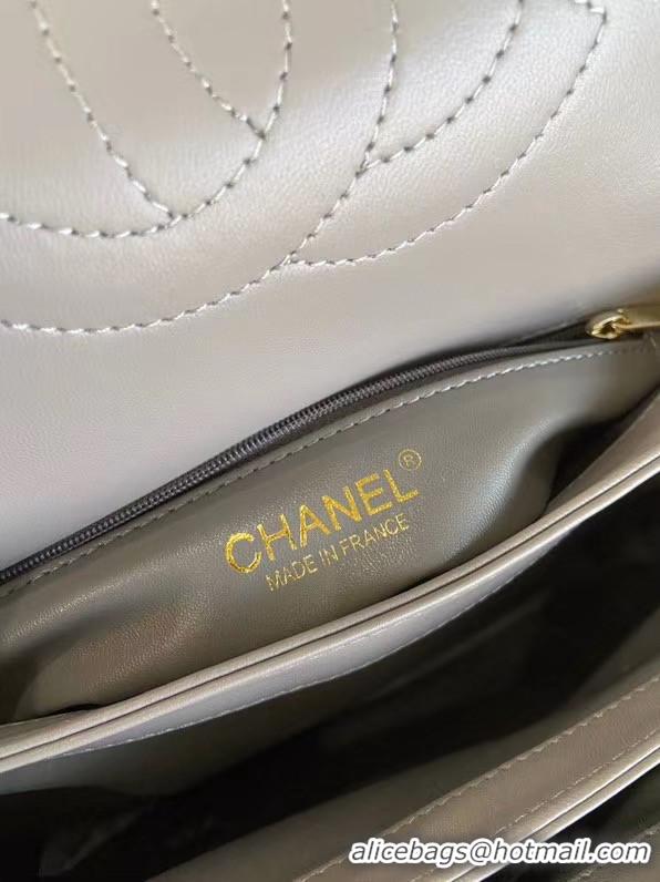 Affordable Price Chanel CC original lambskin top handle flap bag A92236 grey&Gold-Tone Metal