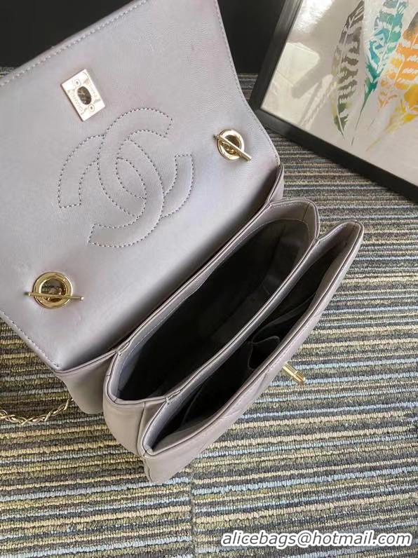 Affordable Price Chanel CC original lambskin top handle flap bag A92236 grey&Gold-Tone Metal