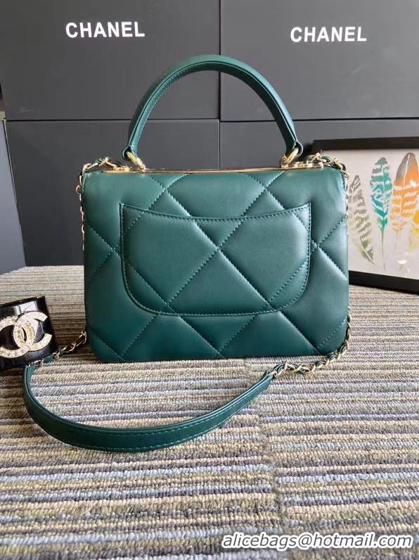 Best Price Chanel CC original lambskin top handle flap bag A92236 green&Gold-Tone Metal