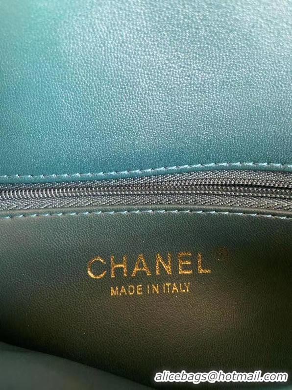 Best Price Chanel CC original lambskin top handle flap bag A92236 green&Gold-Tone Metal