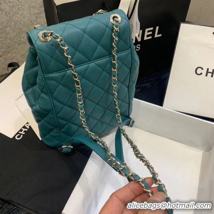 Fashion Chanel backpack Grained Calfskin & Gold-Tone Metal AS1371 Green