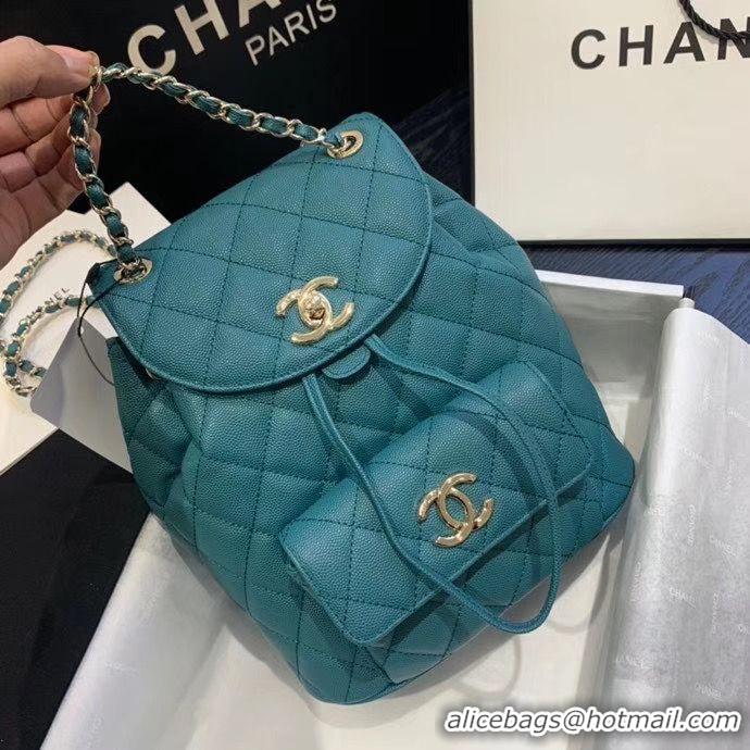 Fashion Chanel backpack Grained Calfskin & Gold-Tone Metal AS1371 Green