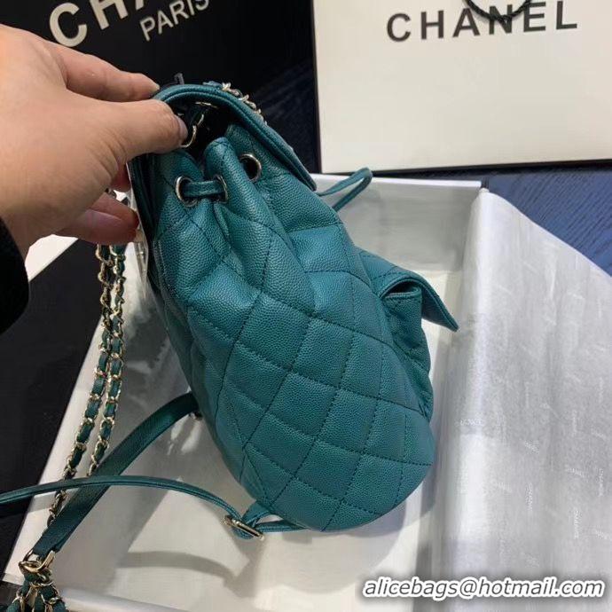 Fashion Chanel backpack Grained Calfskin & Gold-Tone Metal AS1371 Green