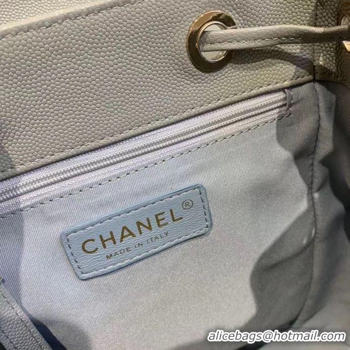 Stylish Chanel backpack Grained Calfskin & Gold-Tone Metal AS1371 Gray