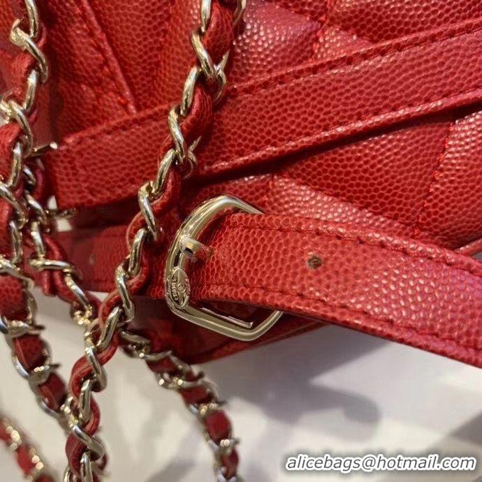 Luxury Chanel backpack Grained Calfskin & Gold-Tone Metal AS1371 Red