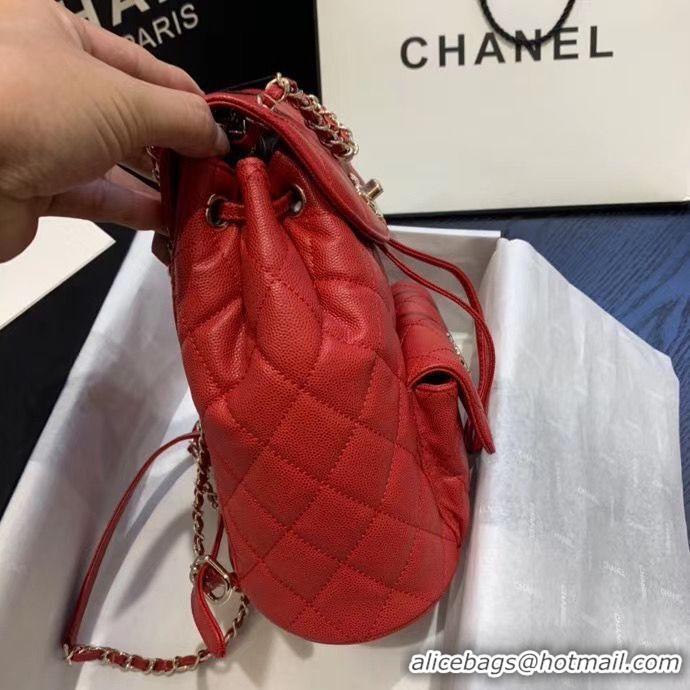 Luxury Chanel backpack Grained Calfskin & Gold-Tone Metal AS1371 Red