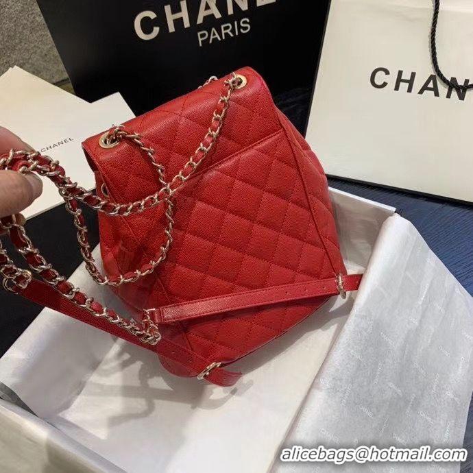 Luxury Chanel backpack Grained Calfskin & Gold-Tone Metal AS1371 Red