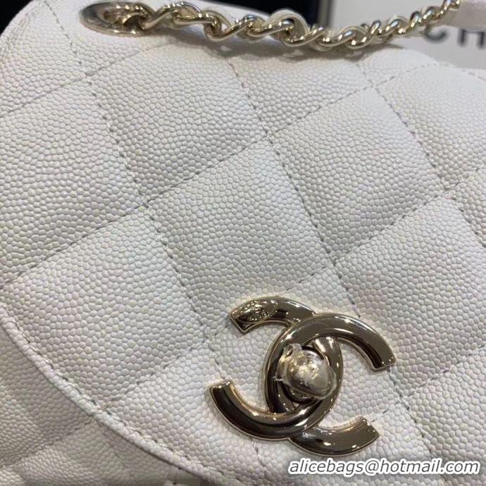 Best Grade Chanel backpack Grained Calfskin & Gold-Tone Metal AS1371 White