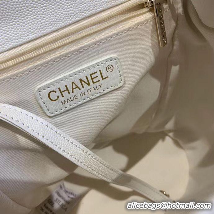 Best Grade Chanel backpack Grained Calfskin & Gold-Tone Metal AS1371 White