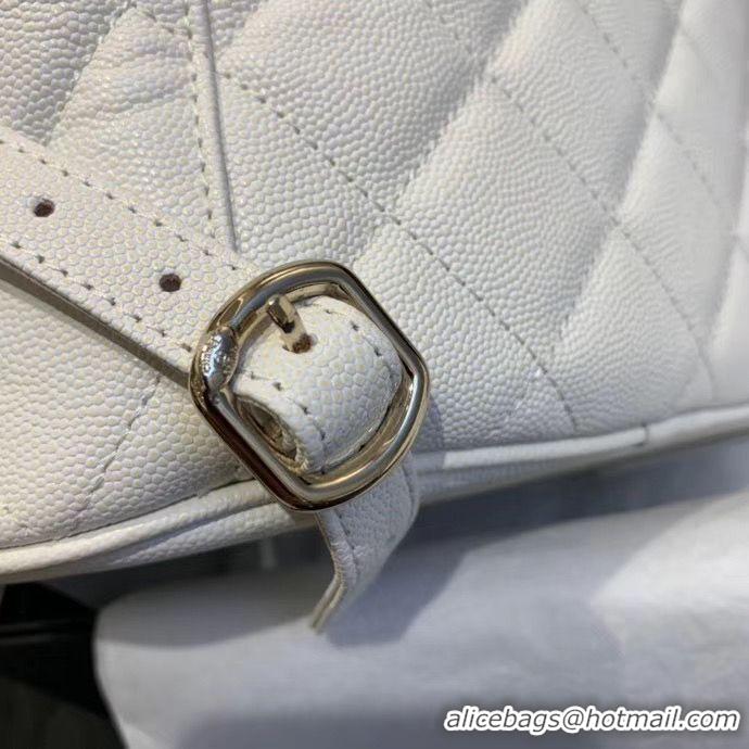 Best Grade Chanel backpack Grained Calfskin & Gold-Tone Metal AS1371 White