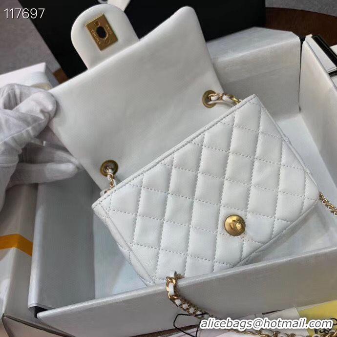 Top Grade Chanel MINI Flap Bag Original Sheepskin Leather AS1786 White