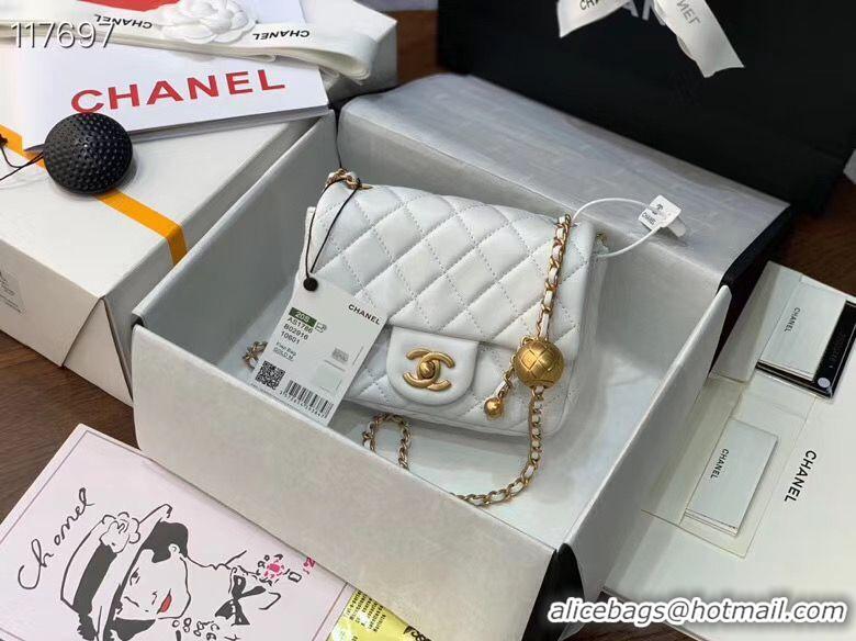 Top Grade Chanel MINI Flap Bag Original Sheepskin Leather AS1786 White