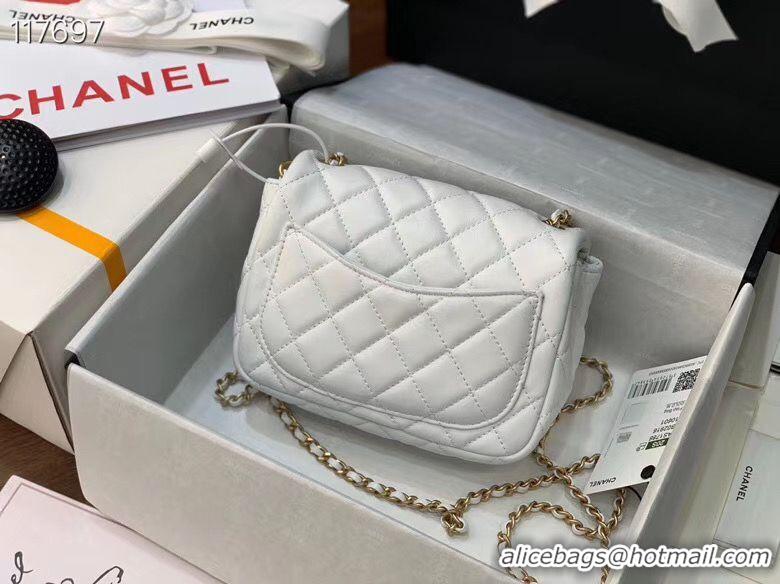 Top Grade Chanel MINI Flap Bag Original Sheepskin Leather AS1786 White