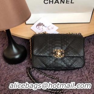 Top Sale CHANEL 19 Flap Bag Original Snake skin flap bag AS1160 Black