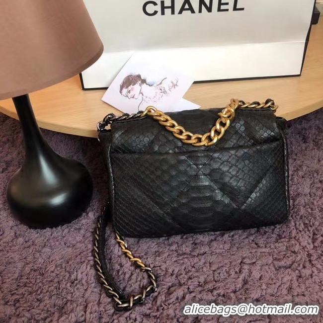 Top Sale CHANEL 19 Flap Bag Original Snake skin flap bag AS1160 Black