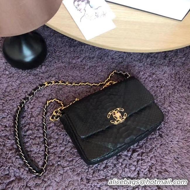 Top Sale CHANEL 19 Flap Bag Original Snake skin flap bag AS1160 Black