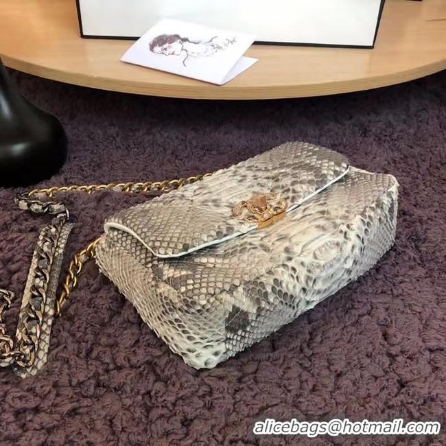 Luxury Cheap CHANEL 19 Flap Bag Original Snake skin flap bag AS1160 grey