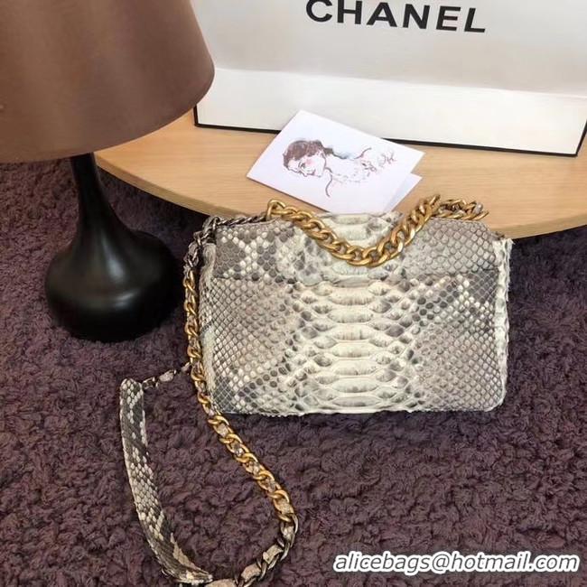 Luxury Cheap CHANEL 19 Flap Bag Original Snake skin flap bag AS1160 grey