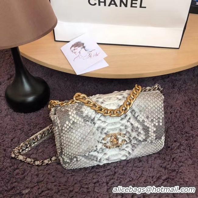 Luxury Cheap CHANEL 19 Flap Bag Original Snake skin flap bag AS1160 grey