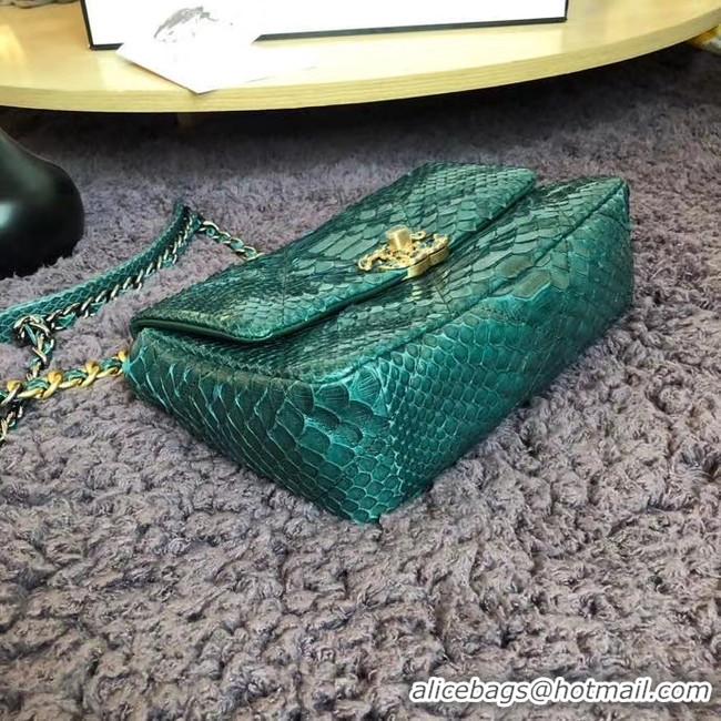 Luxury CHANEL 19 Flap Bag Original Snake skin flap bag AS1160 green