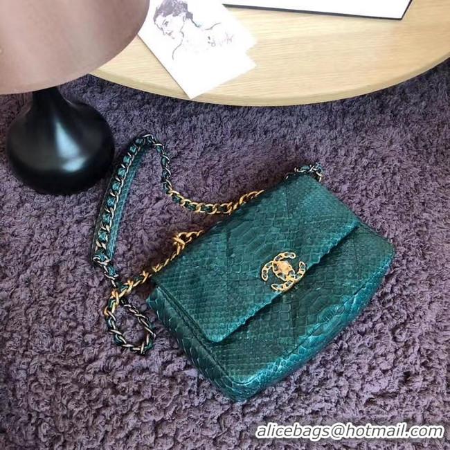 Luxury CHANEL 19 Flap Bag Original Snake skin flap bag AS1160 green