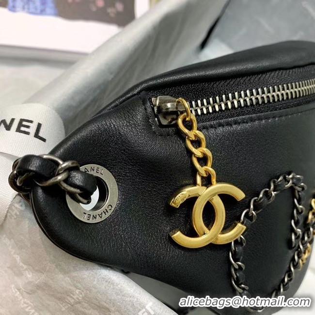 Discount Chanel 19 Bodypack Sheepskin Leather AS1783 black