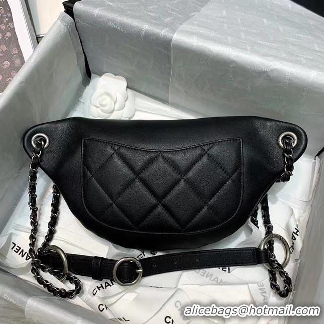 Discount Chanel 19 Bodypack Sheepskin Leather AS1783 black