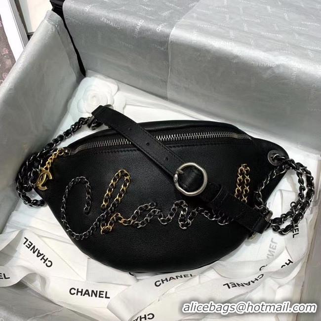 Discount Chanel 19 Bodypack Sheepskin Leather AS1783 black