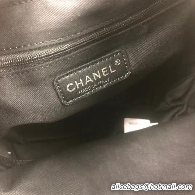 Best Price CHANEL Tweed Calfskin drawstring bag & silver-Tone Metal A66942 black