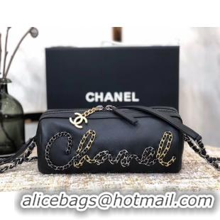 Top Sale Chanel Original Sheepskin Leather Bowling Bag AS1779 black