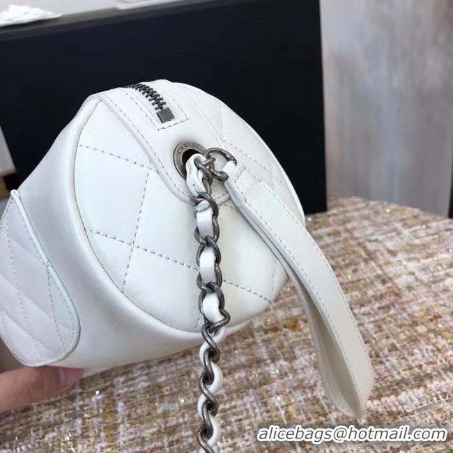 Best Quality Chanel Original Sheepskin Leather Bowling Bag AS1779 white