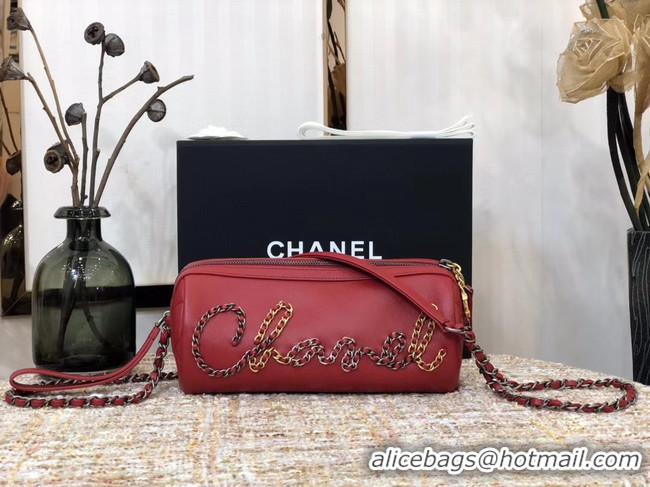 Well Crafted Chanel Original Sheepskin Leather Bowling Bag AS1779 red