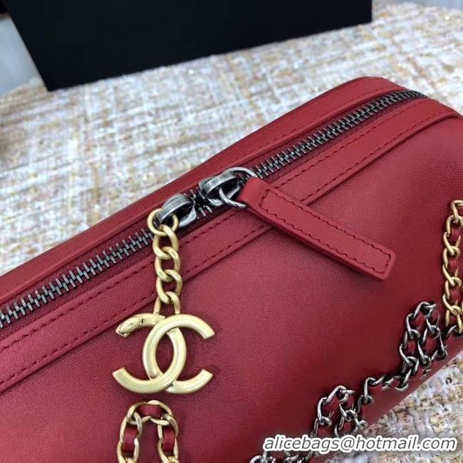 Well Crafted Chanel Original Sheepskin Leather Bowling Bag AS1779 red