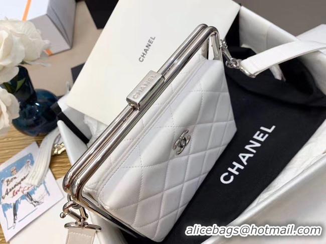 Classic Practical Chanel Original Sheepskin Leather clutch bag AS1732 white