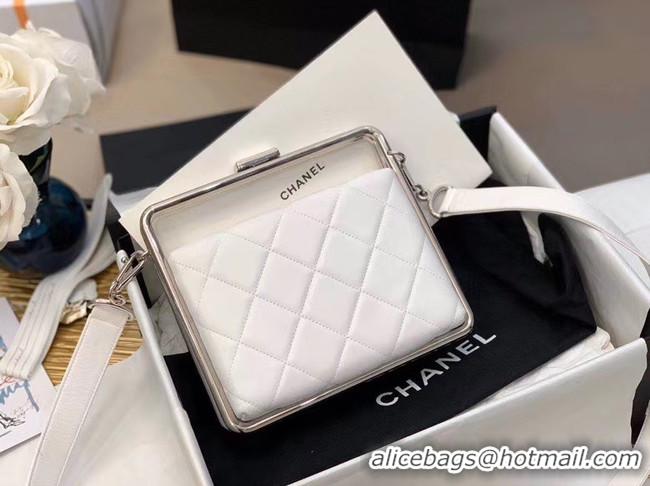 Classic Practical Chanel Original Sheepskin Leather clutch bag AS1732 white