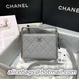 Low Cost Chanel Original Sheepskin Leather clutch bag AS1732 grey