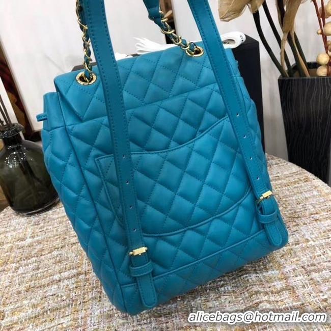 Good Quality Chanel Backpack Sheepskin Original Leather 83431 sky blue