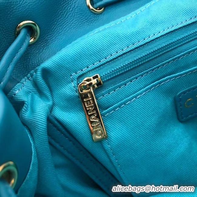 Good Quality Chanel Backpack Sheepskin Original Leather 83431 sky blue