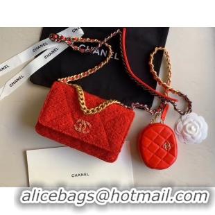 Cute CHANEL 19 Flap Bag WOC 33817 red