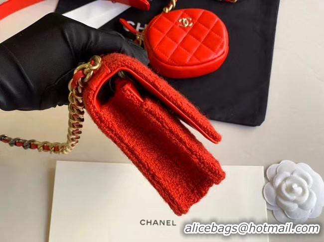 Cute CHANEL 19 Flap Bag WOC 33817 red