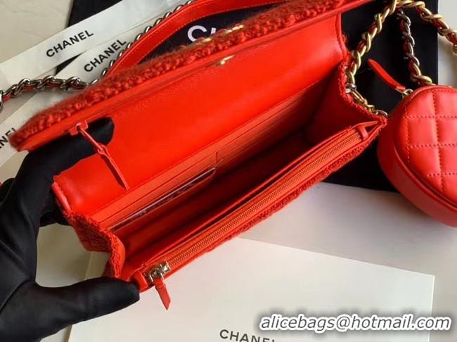 Cute CHANEL 19 Flap Bag WOC 33817 red