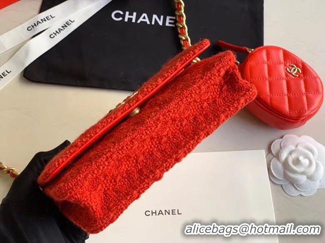 Cute CHANEL 19 Flap Bag WOC 33817 red