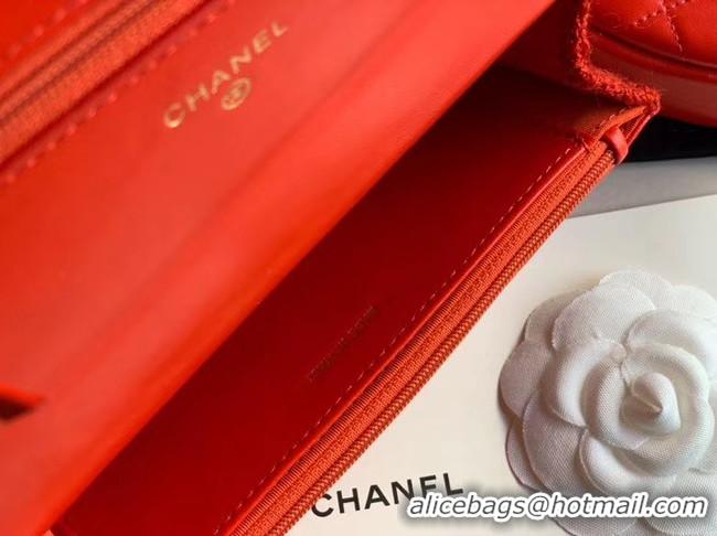 Cute CHANEL 19 Flap Bag WOC 33817 red