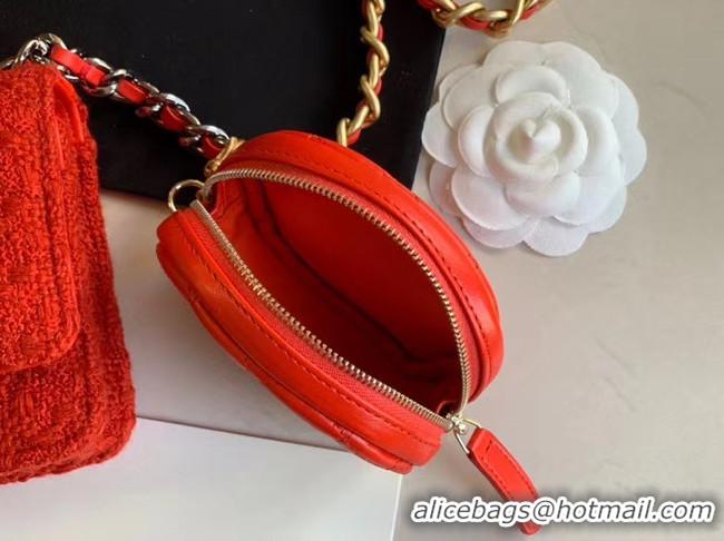 Cute CHANEL 19 Flap Bag WOC 33817 red