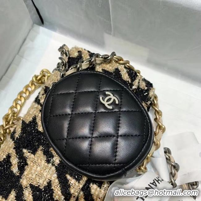 Best Grade CHANEL 19 Flap Bag WOC 33817 apricot&Black