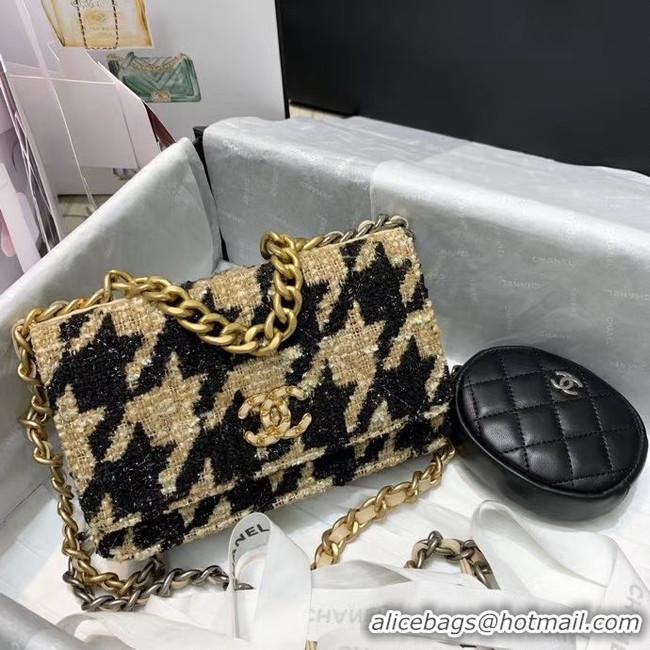 Best Grade CHANEL 19 Flap Bag WOC 33817 apricot&Black