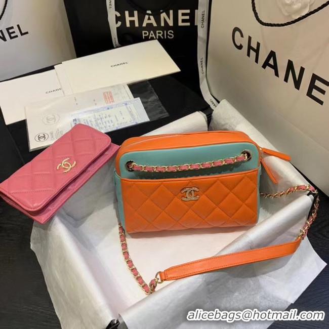 Top Design CHANEL Small camera bag lambskin & Gold-Tone Metal AS1367 Pink&orange&green