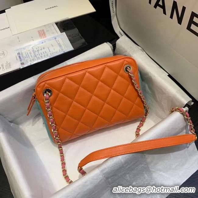 Top Design CHANEL Small camera bag lambskin & Gold-Tone Metal AS1367 Pink&orange&green