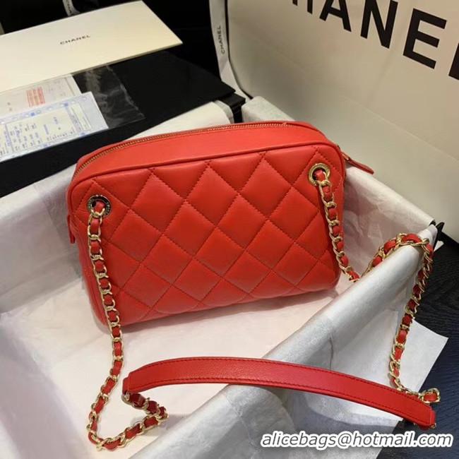 Best Price CHANEL Small camera bag lambskin & Gold-Tone Metal AS1367 red