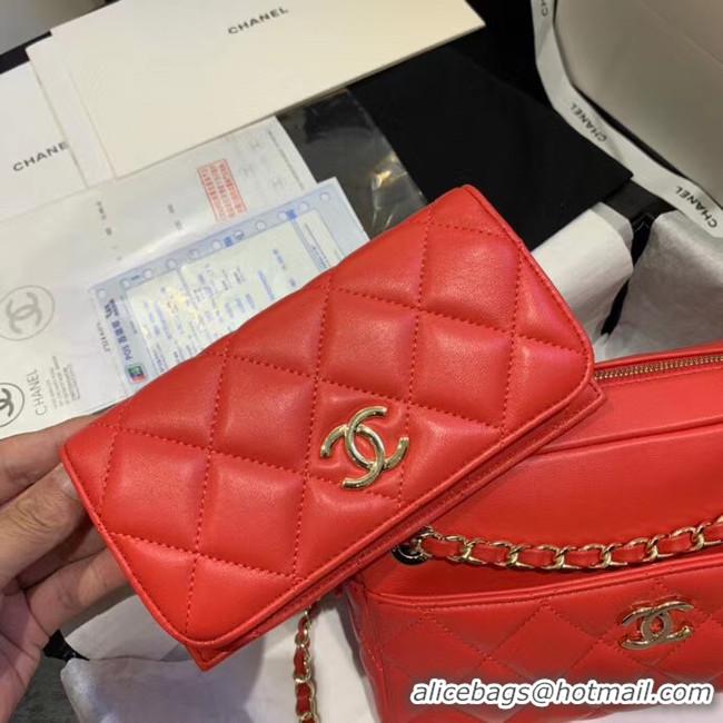 Best Price CHANEL Small camera bag lambskin & Gold-Tone Metal AS1367 red